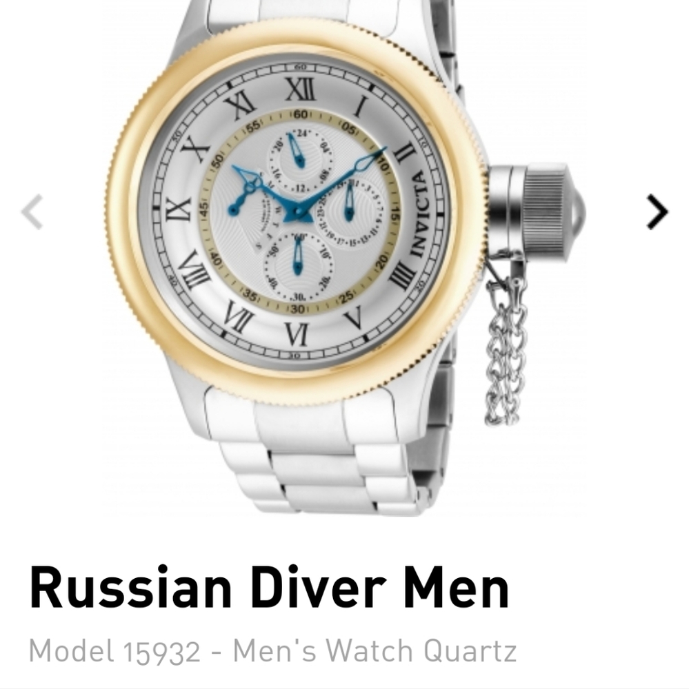 Invicta Model 15932, Russian 1959 Diver, Gold Bezel Steel Band